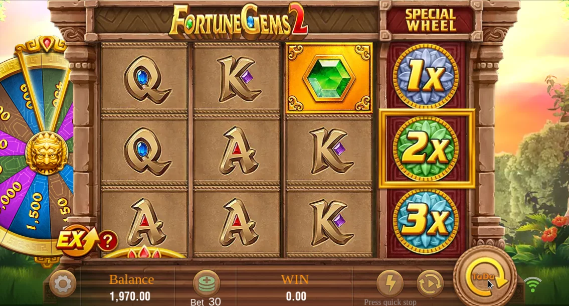 Fortune Gems 2 3x3 grid with special reel during play
